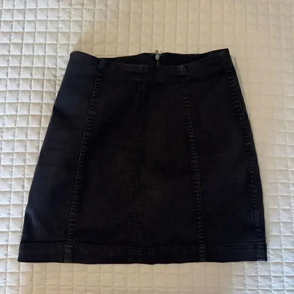Free People Black Denim Mini Skirt